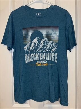 Legacy Teal Mountain Graphic Tee with Yellow Accent